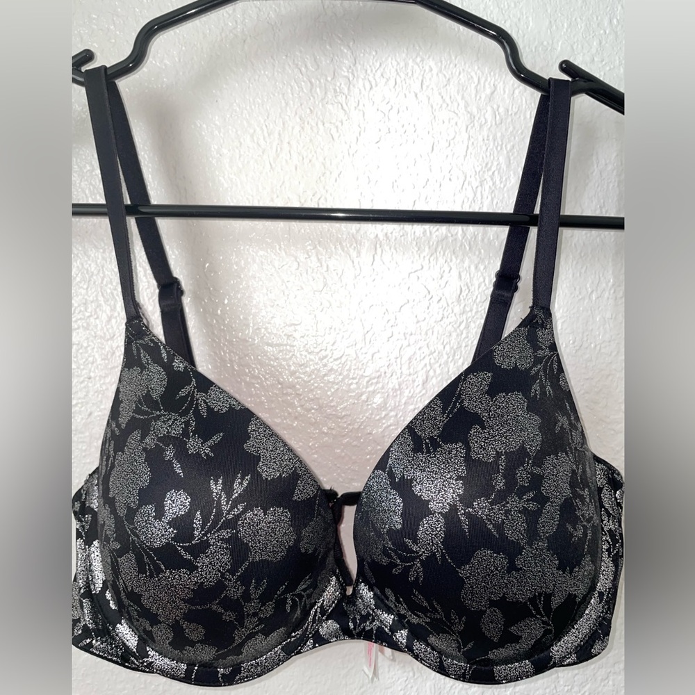 Victoria’s Secret Pink, Black and Silver Metallic Push Up Bra size 34B